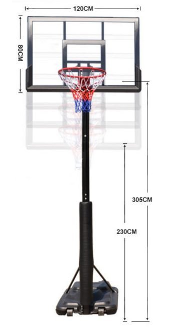 Баскетболен кош за открито, 120x80 см — Dias Sport Баскетболен кош за открито, 120x80 см-размери