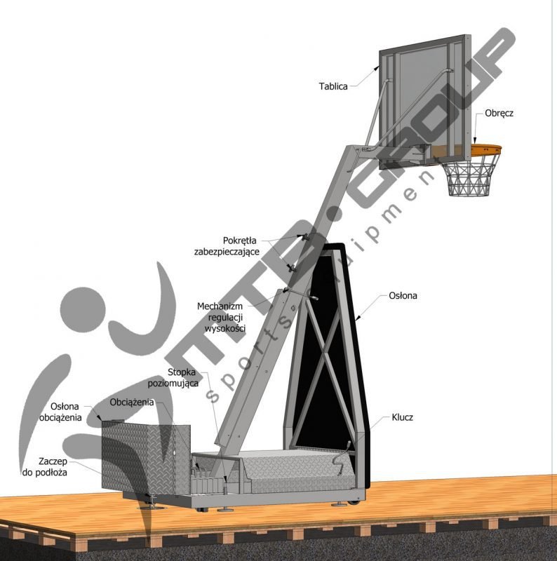 Мобилна баскетболна конструкция, изнасяне на таблото -125 см — Dias Sport баскетболна конструкция / изнасяне на таблото/ - мобилна