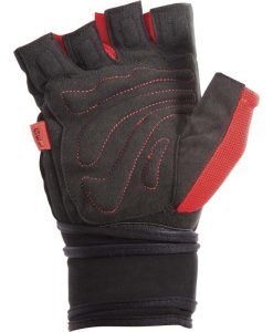 Ръкавици за вдигане на тежести от велур и AMARA - червено и черно — Dias Sport Ръкавици за вдигане на тежести от текстил-вътрешна страна