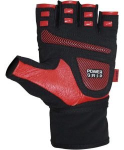 Ръкавици за вдигане на тежести от текстил/естествена кожа - червено и черно — Dias Sport Ръкавици за вдигане на тежести от текстил-затваряне