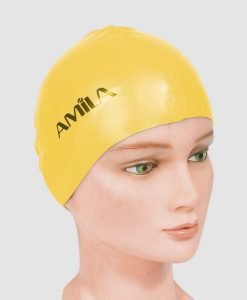 Силиконова шапка за плуване-жълта
