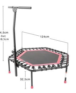 Професионален трамплин с дръжка, черно-розов — Dias Sport Професионален трамплин с дръжка